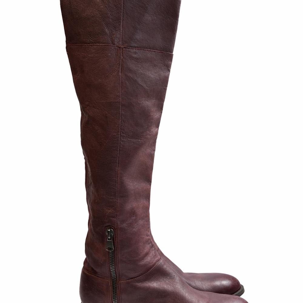 Chinese Laundry Over the Knee Rich Wine Leather Boots